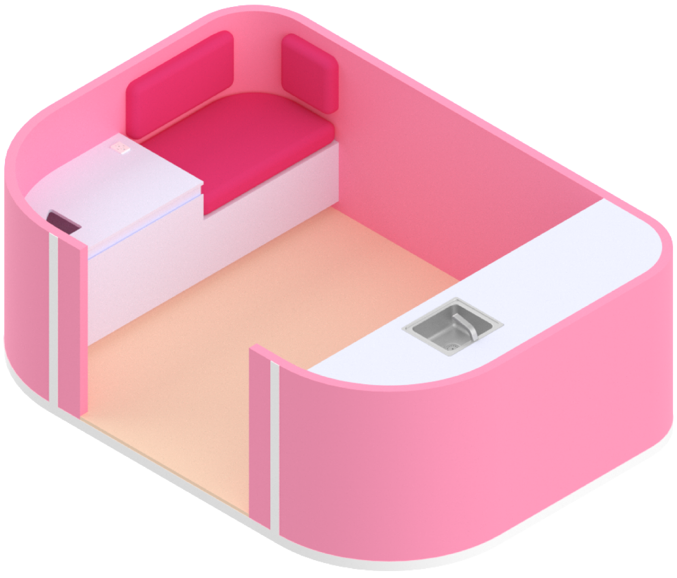 Render de una cabina Lactando