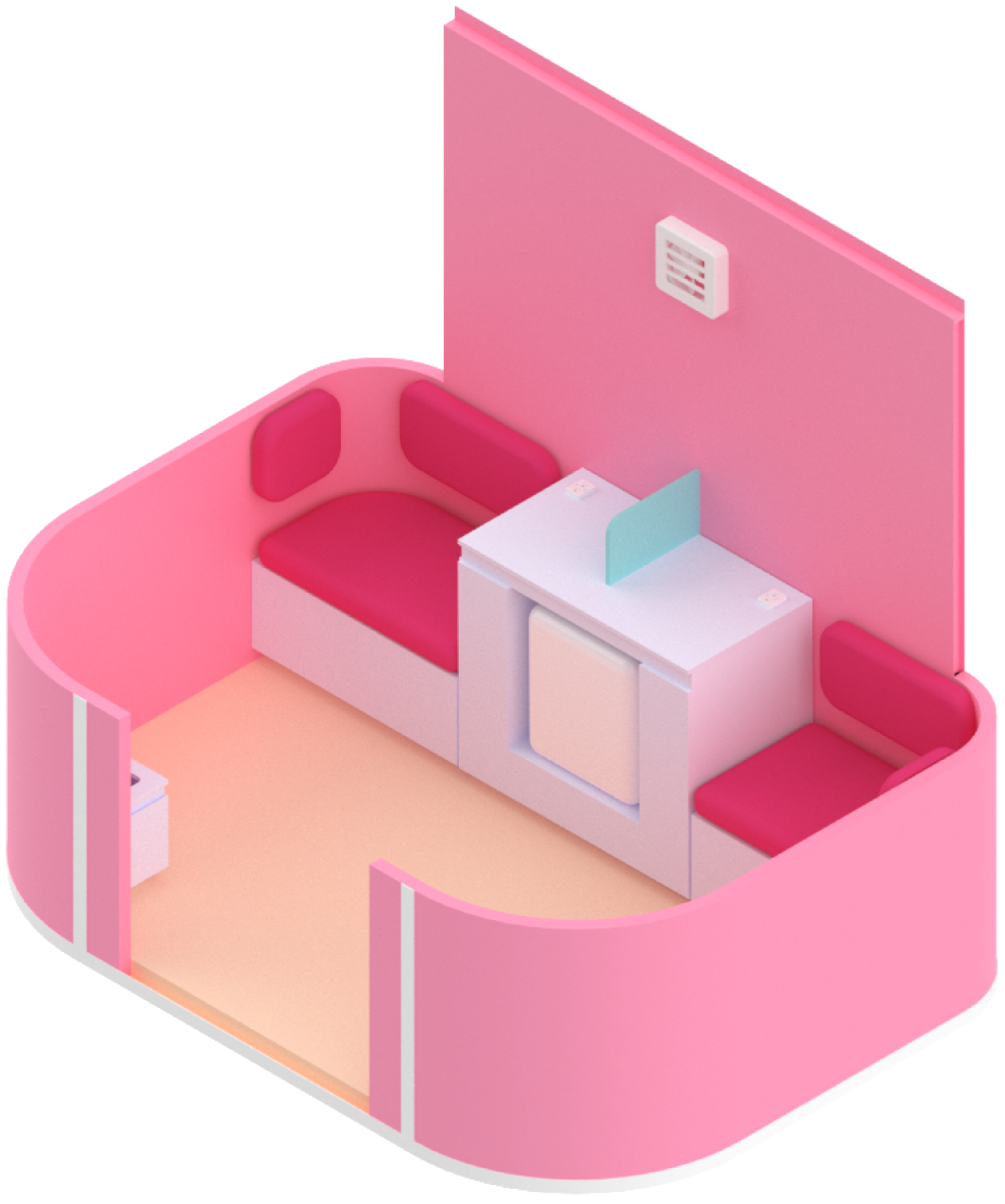 Render de una cabina Lactando